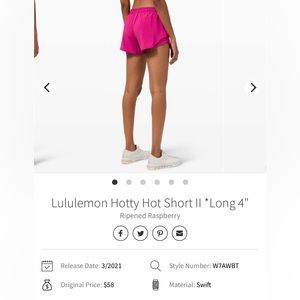 Lululemon Hottie Hot Lowrise 4 inch in “Ripened Raspberry” Size 8 Worn 2-3 Times